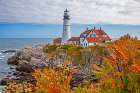 USA-New England-Maine-Cape Elizabeth-Atlantic Portland Head Lighthouse during the Fall season Art Print